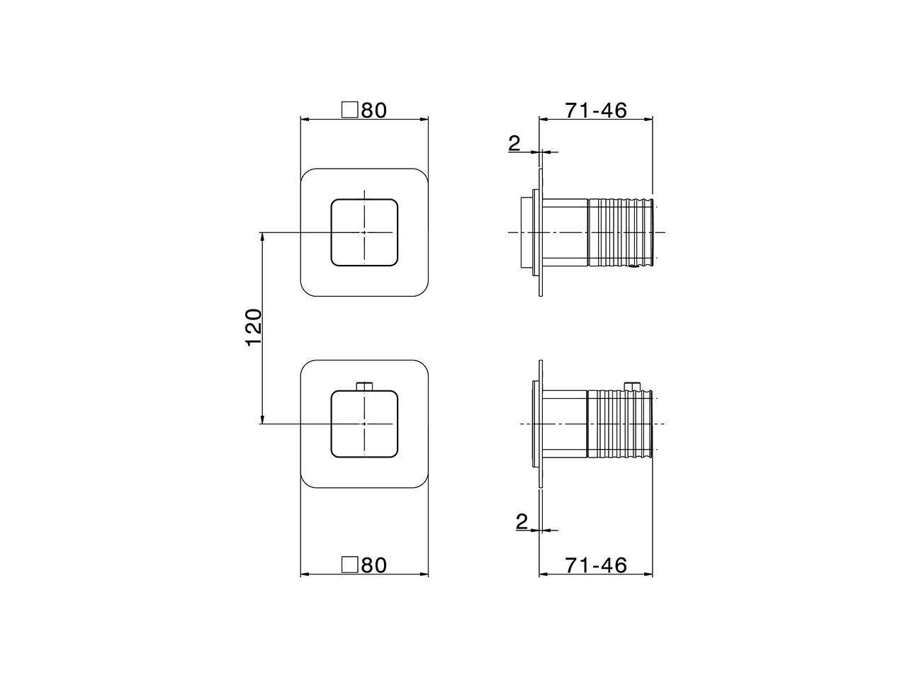 Expo. part for concealed thermo shower valve ARTE AURA_U30G2300 - v1