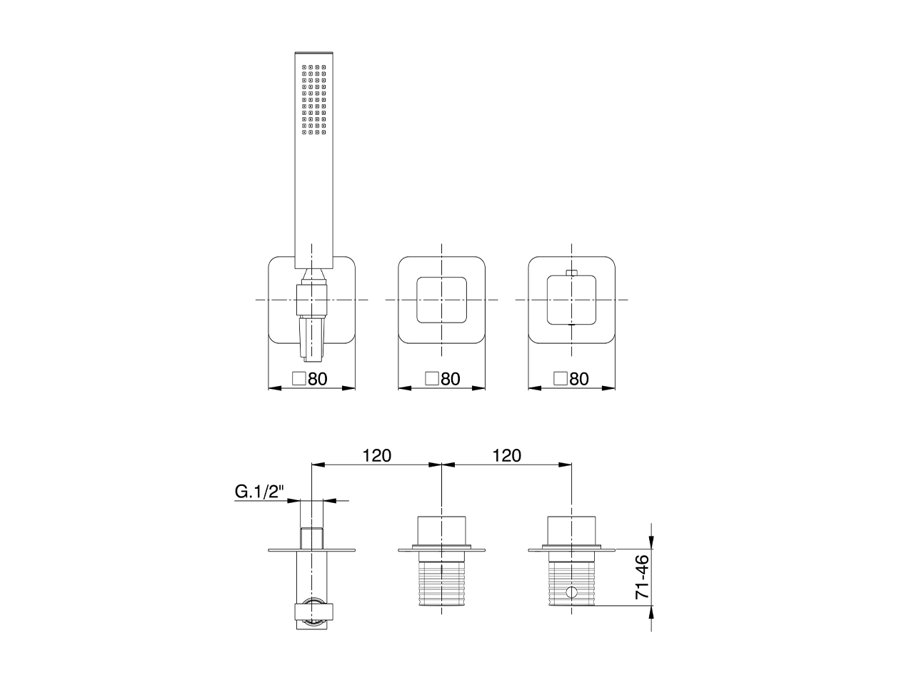 Exposed part for con.thermo.shower valve ARTE AURA_U30G4100 - v1