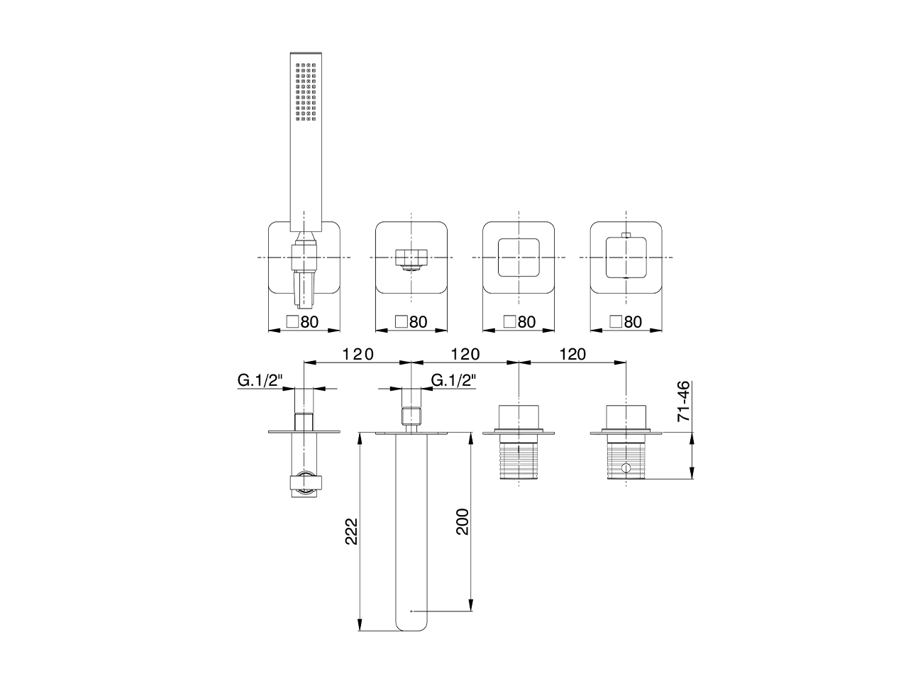 Exposed part for con.thermo. bath mixer ARTE AURA_U30G4200 - v1