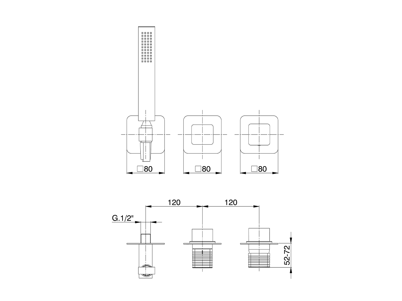 Expo. part for concealed S.L. shower valve ARTE AURA_U30G8100 - v1