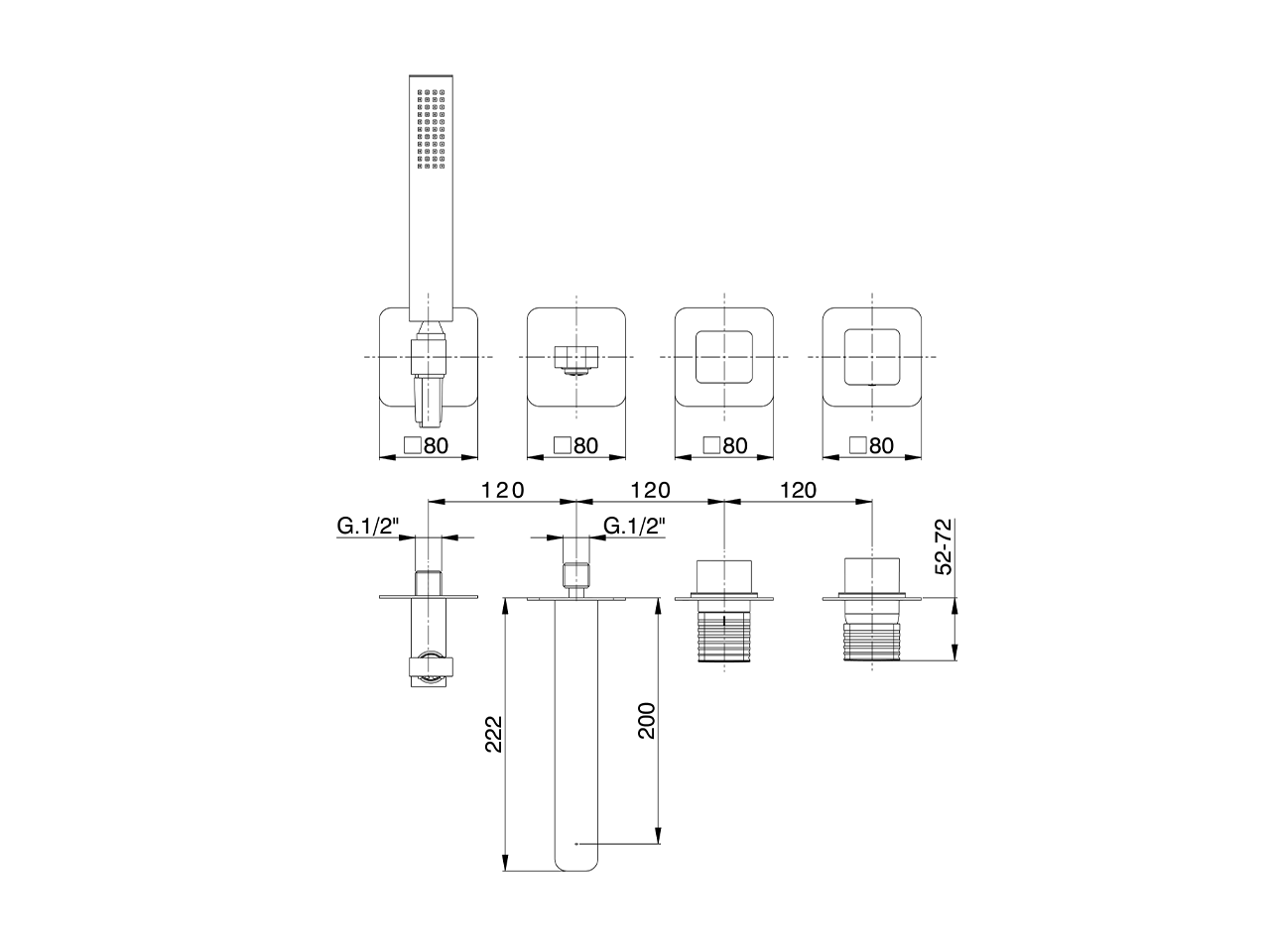 Expo. part for concealed S.L. bath mixer ARTE AURA_U30G8200 - v1