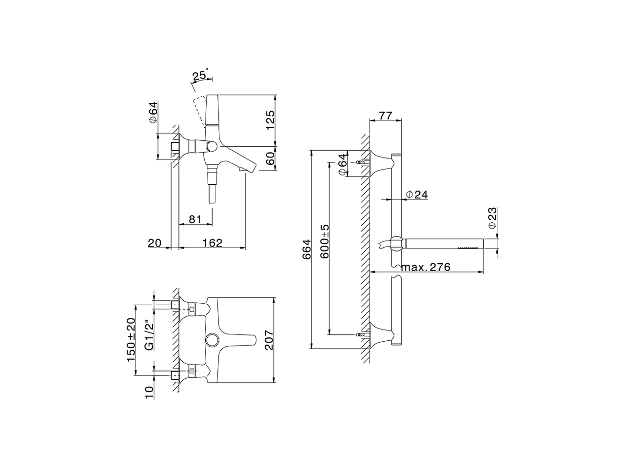 Single lever bath mixer, with shower set VITA_VI000064 - v1