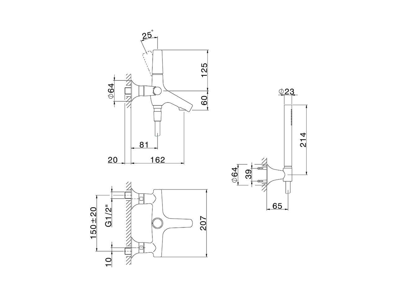 Single lever bath mixer, with full equipment VITA_VI000104 - v1