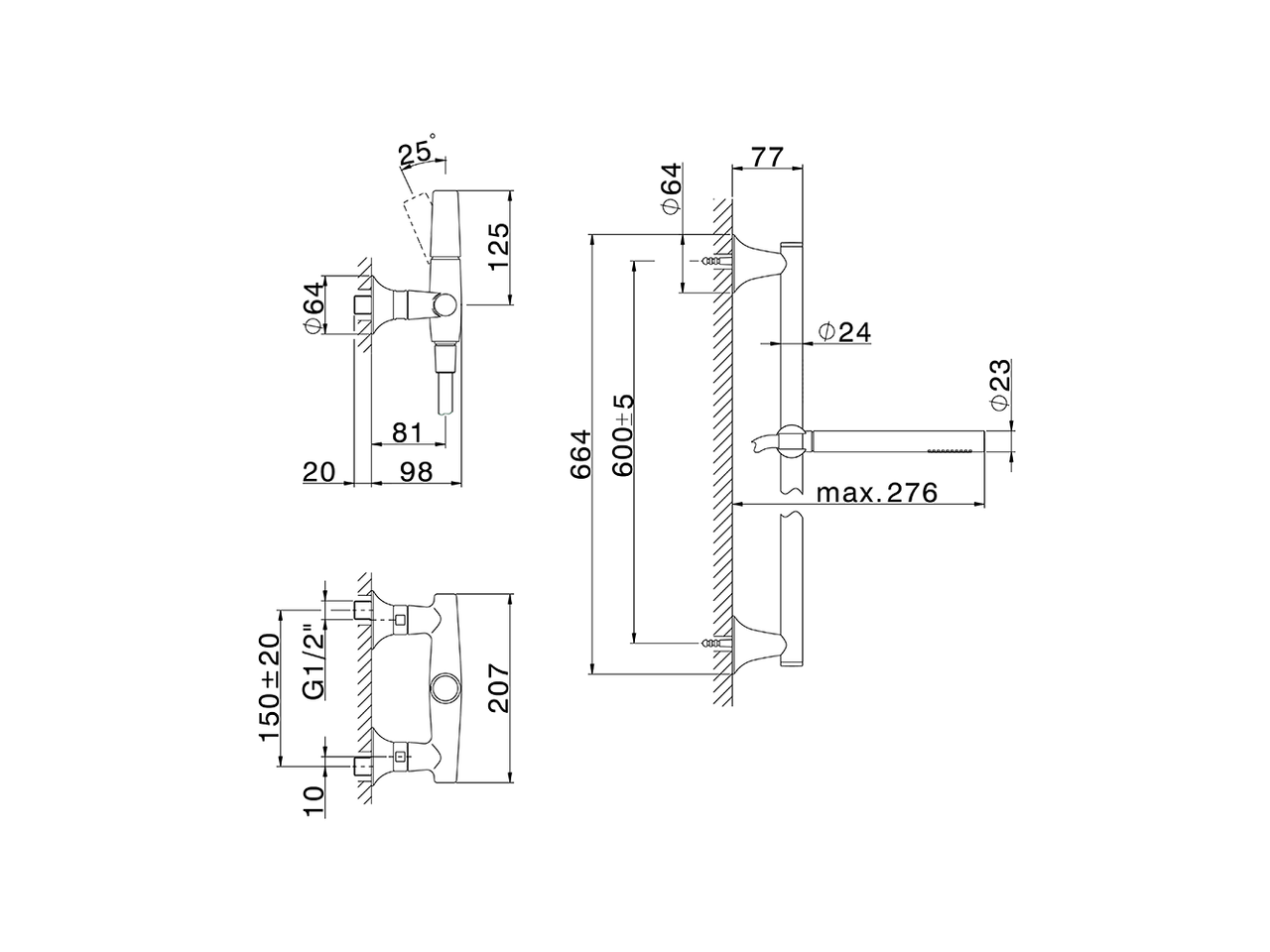 Single lever shower mixer, with shower set VITA_VI000464 - v1