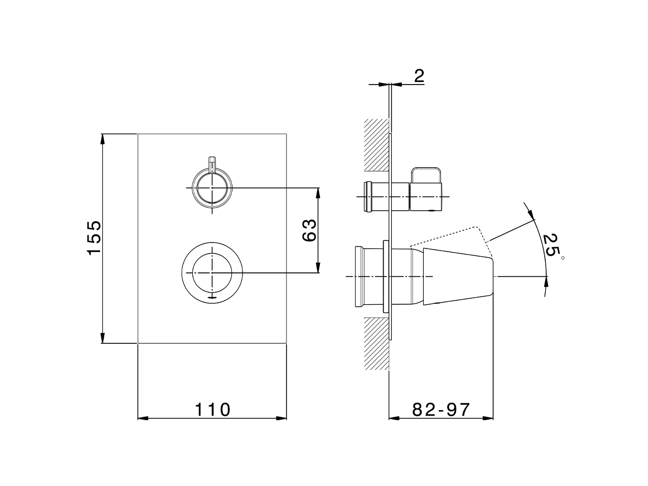 Exposed part for concealed S.L.bath-shower valve VITA_VI002300 - v1