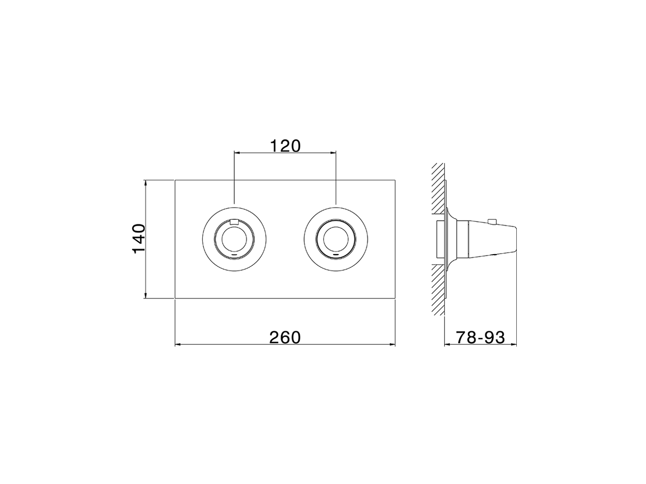 Exposed part for con.thermo.shower mixer, 2-outlet VITA_VI019140 - v1