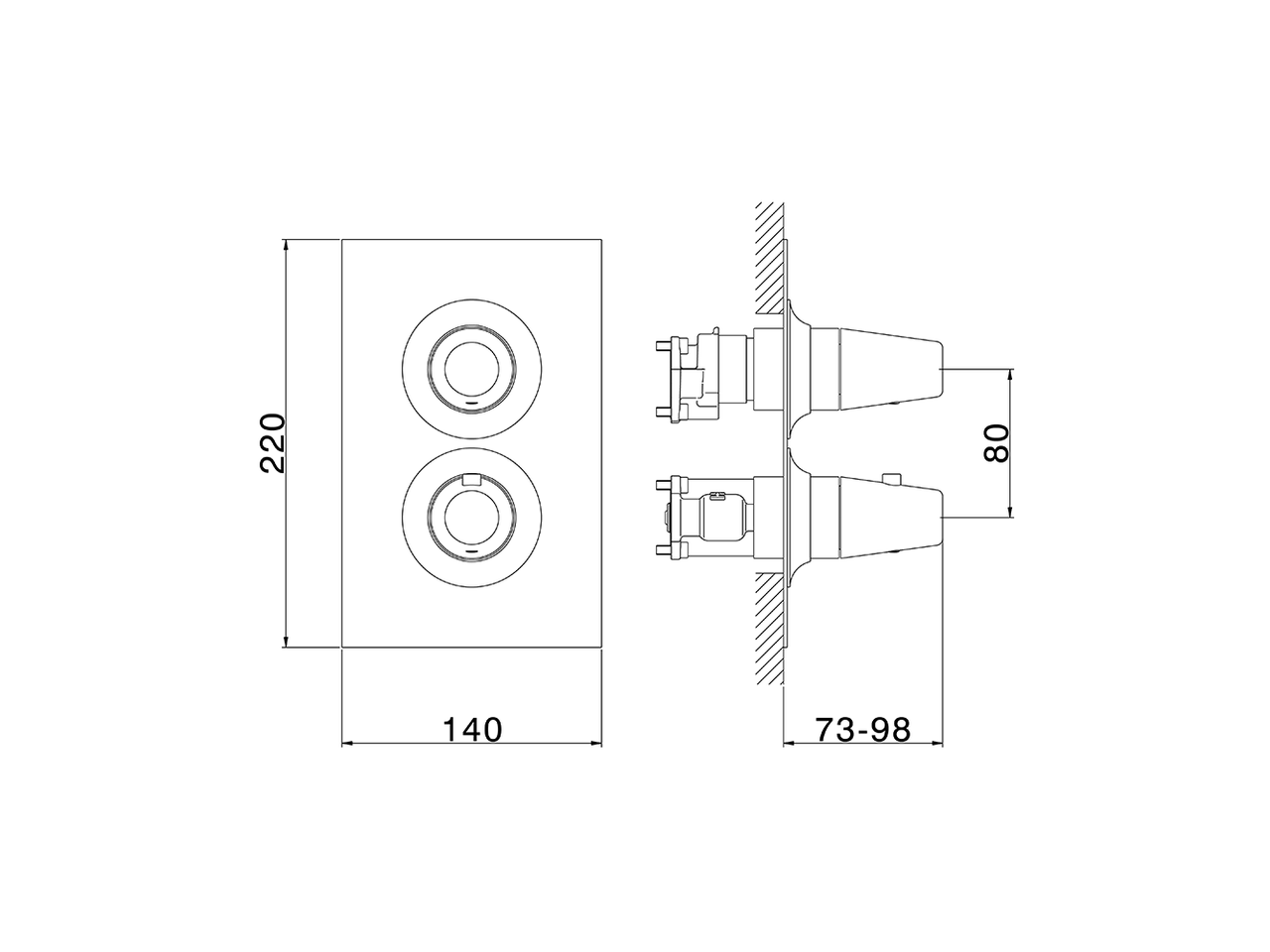 Exposed part for Thermostatic One Box Valve ONE BOX_VI0BT030 - v1