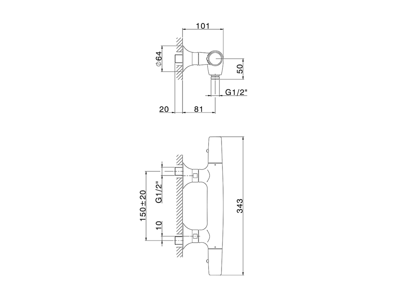 Thermostatic shower mixer VITA_VIT01010 - v1