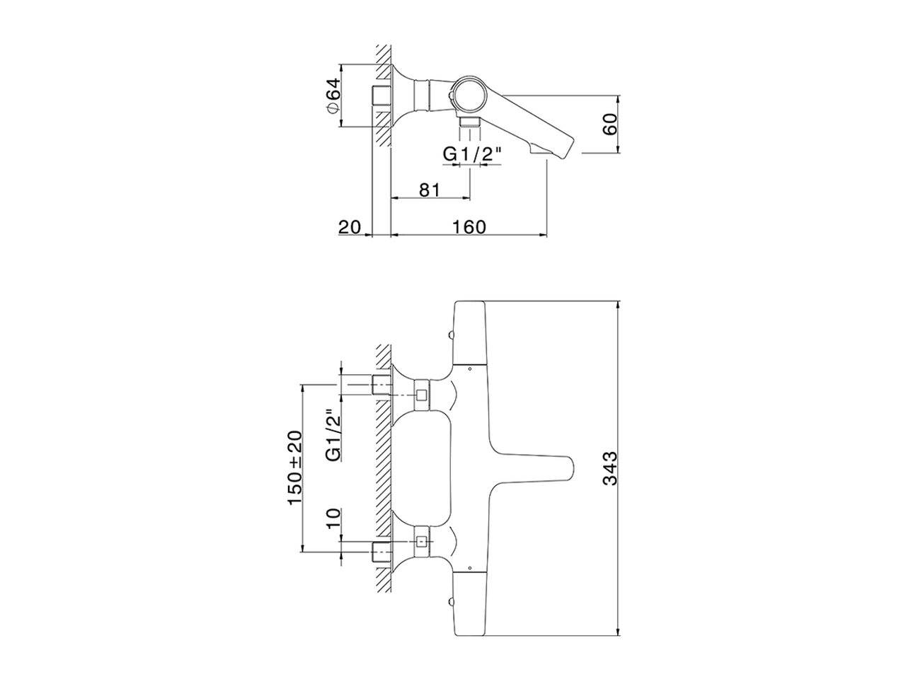 Thermostatic bath mixer VITA_VIT21010 - v1