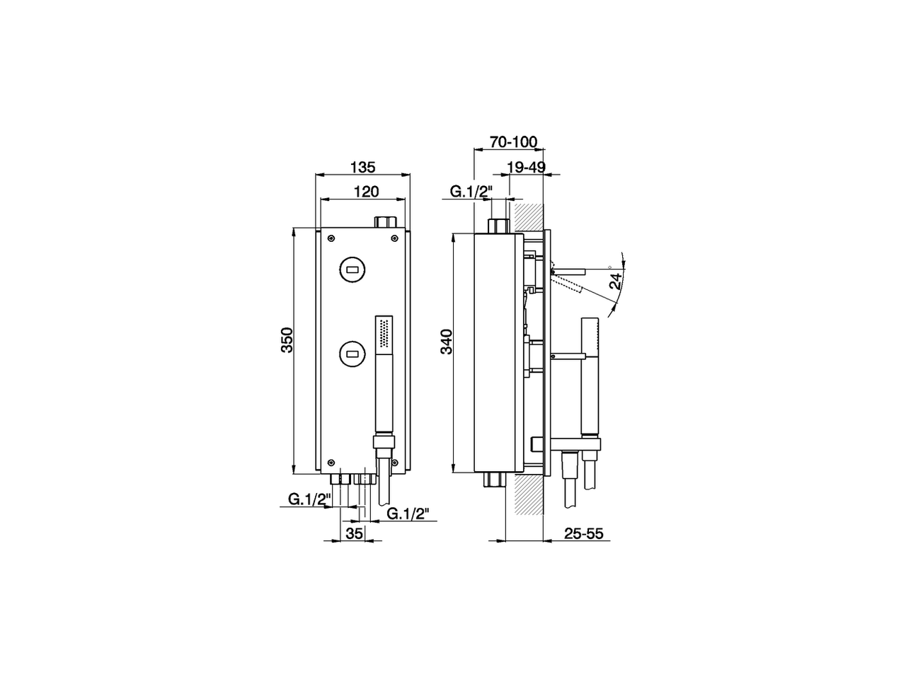 Concealed single lever bath-shower valve WAVE_WA000210 - v1