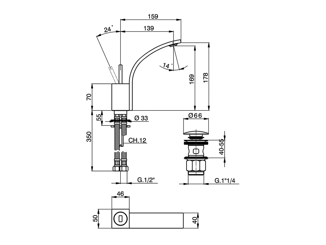 Single lever washbasin mixer WAVE_WA000512 - v1