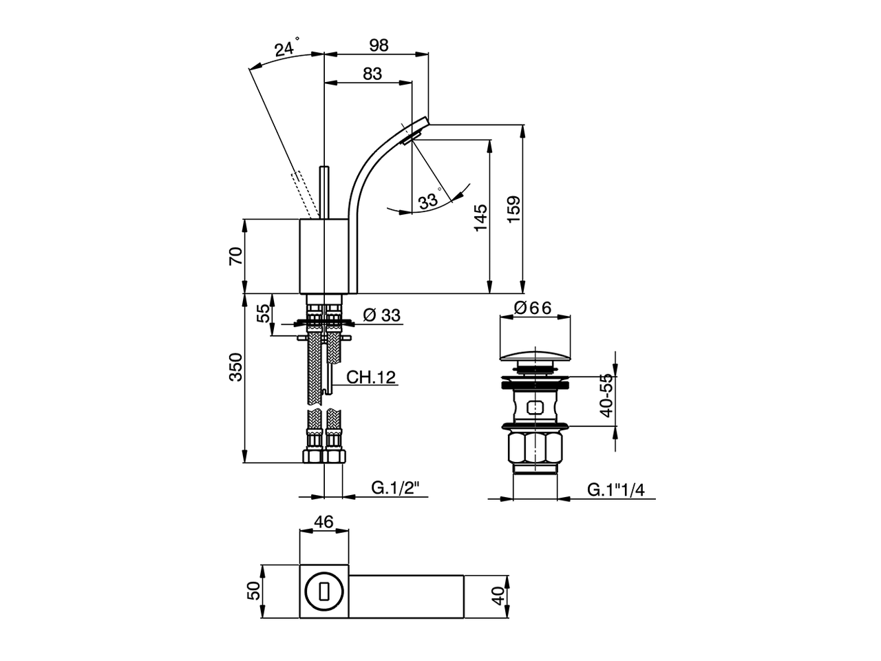 Single lever bidet mixer WAVE_WA000552 - v1