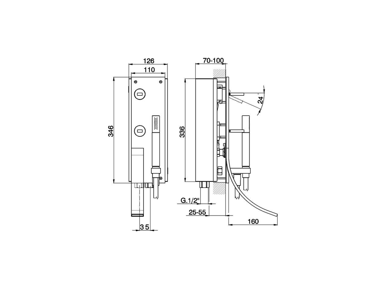 Concealed single lever bath mixer WAVE_WA001100 - v1