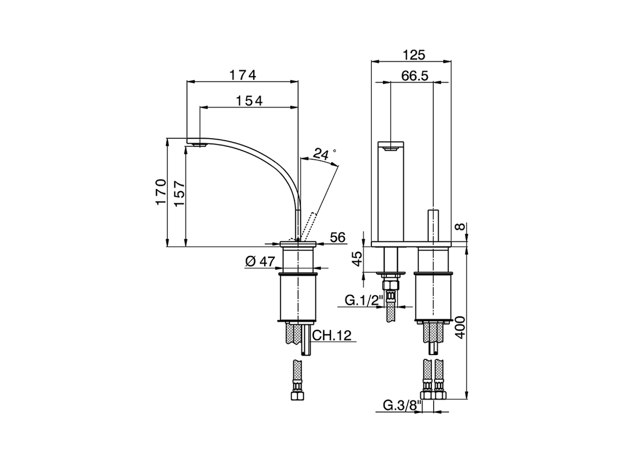 Single lever 2-holes washbasin mixer WAVE_WA006520 - v1