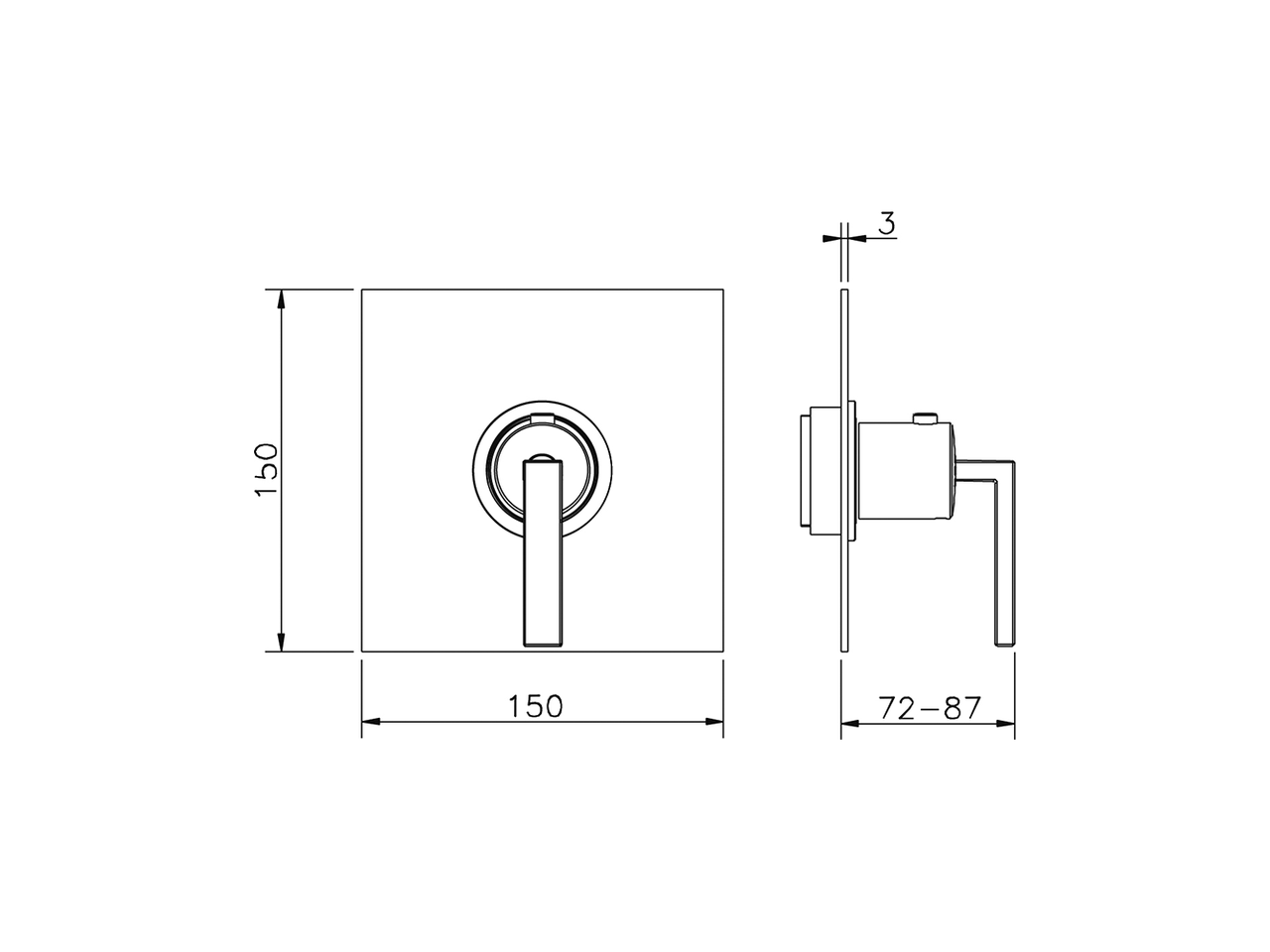 Exposed part for concealed thermo shower valve WAVE_WA007200 - v1