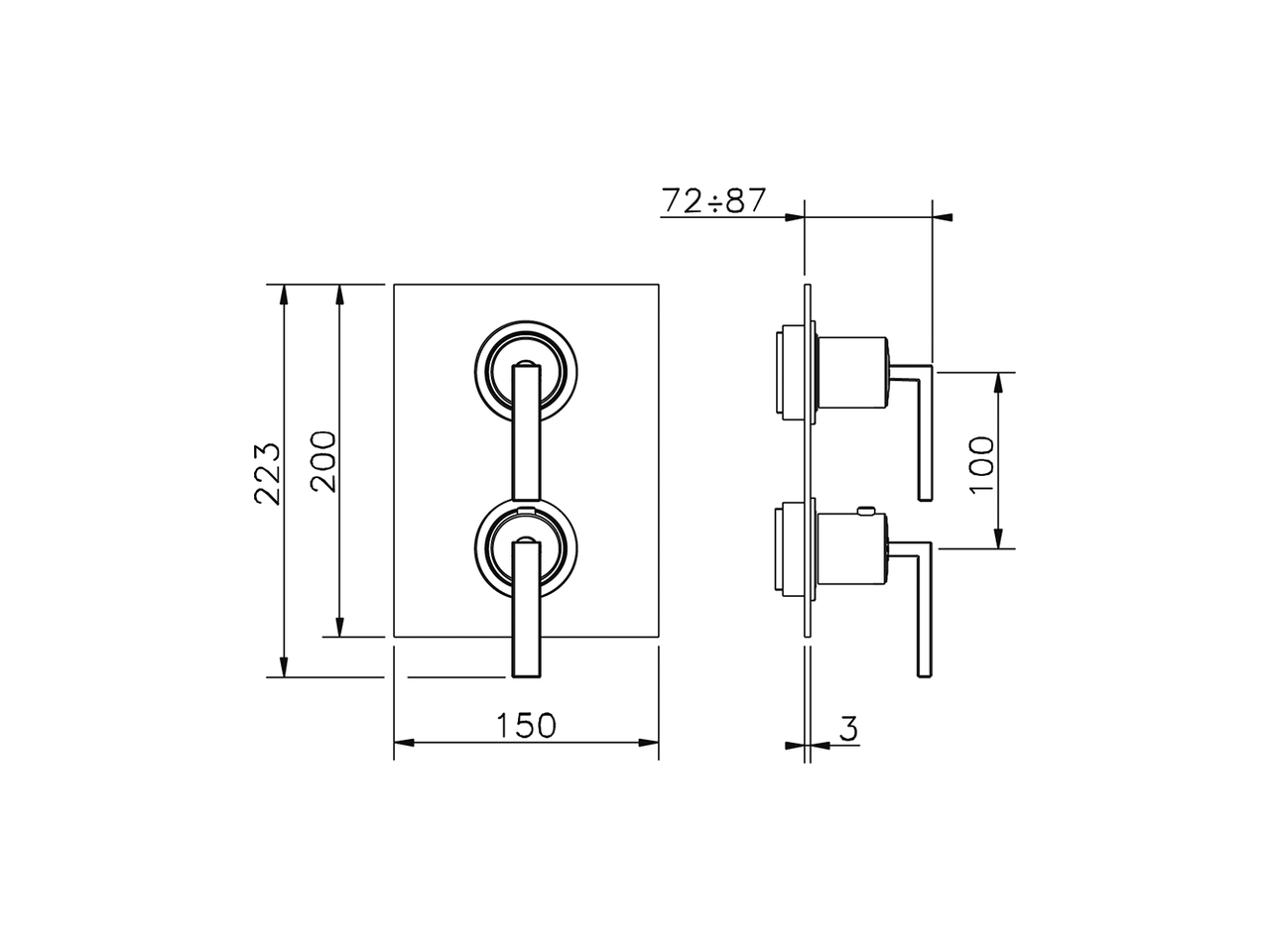 Exposed part for con.thermo.shower mixer 1-outlet WAVE_WA009300 - v1