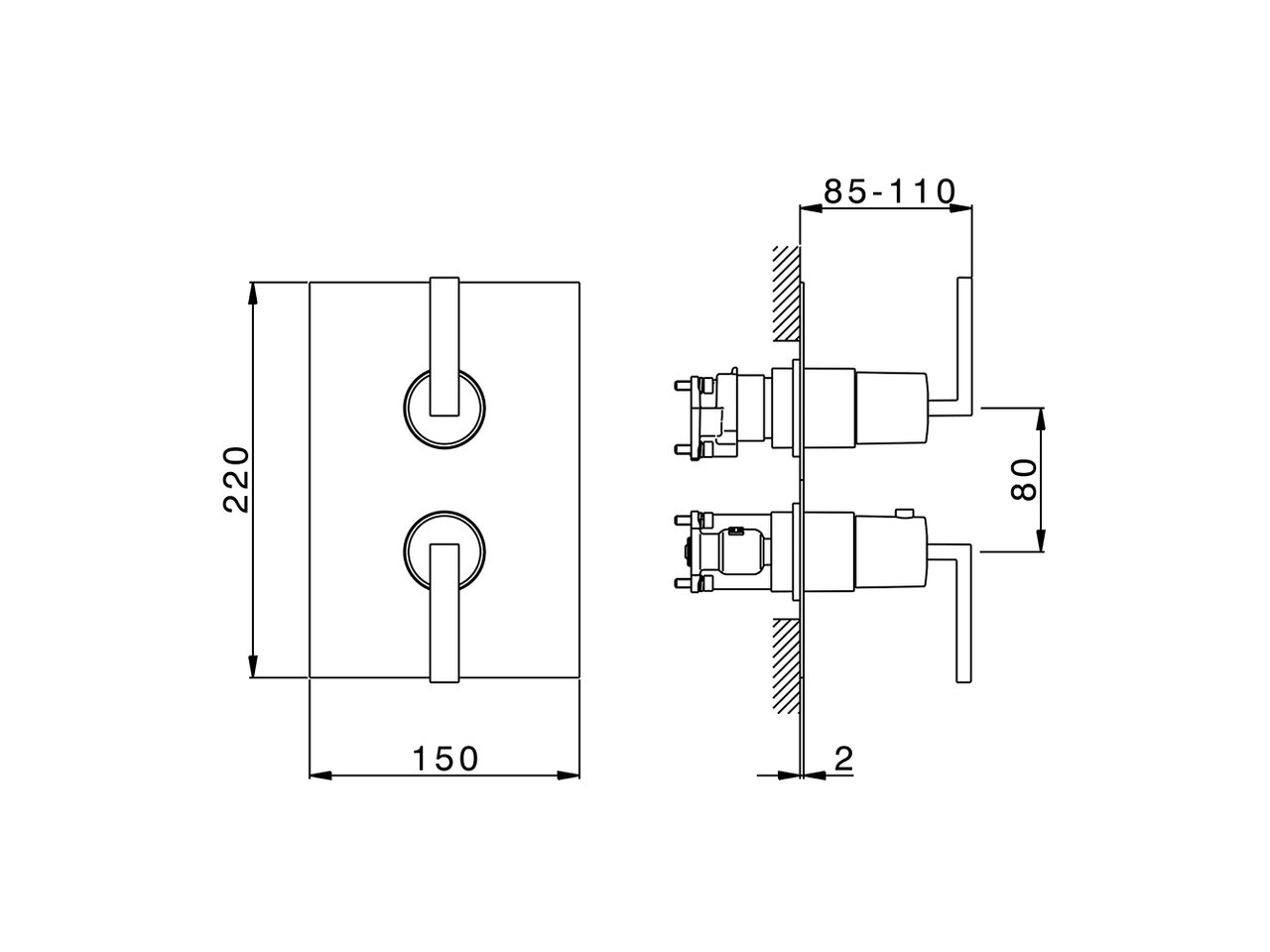 Exposed part for Thermostatic One Box Valve WAVE_WA0BT030 - v1