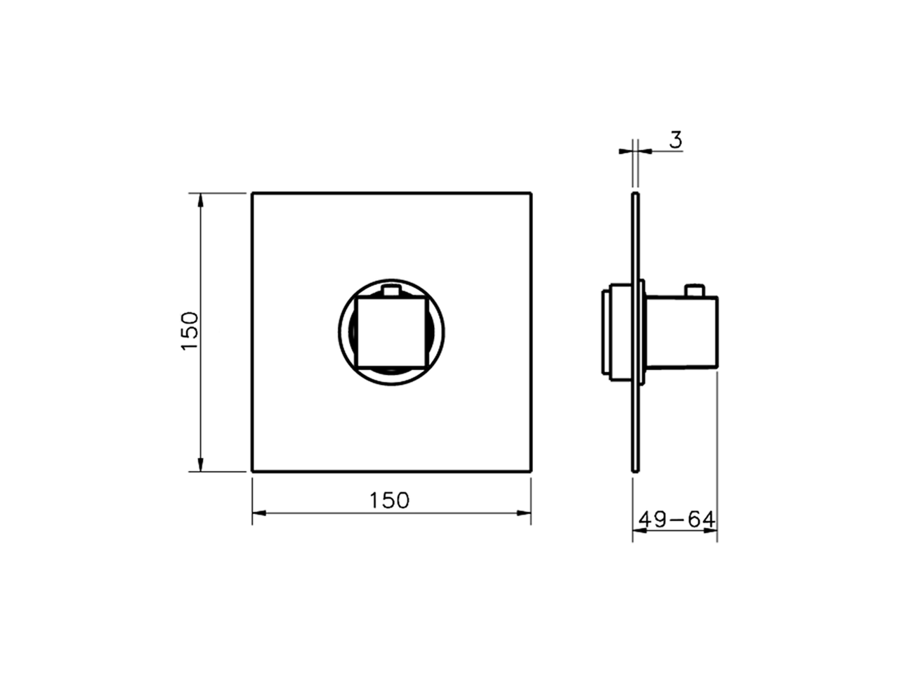 Exposed part for concealed thermo shower valve WAVE_WE007200 - v1