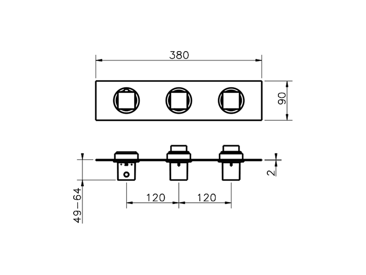 Cover Part for 2 Function Concealed Thermo. Valve WAVE_WE01R200 - v1