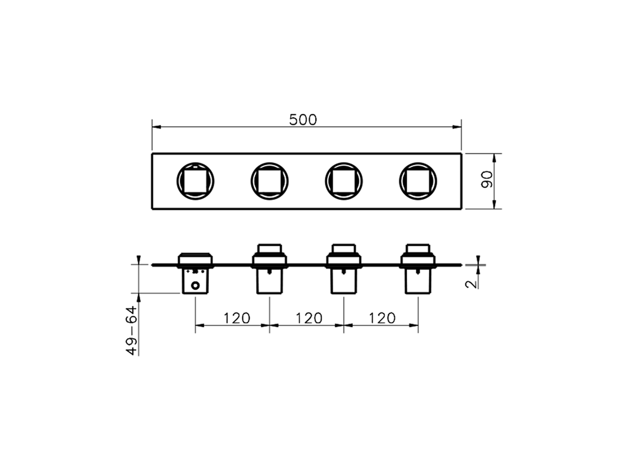 Cover Part for 3 Function Concealed Thermo. Valve WAVE_WE01R300 - v1