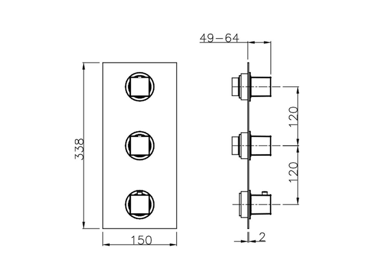 Cover Part for 2 Function Concealed Thermo Valve WAVE_WE01V200 - v1