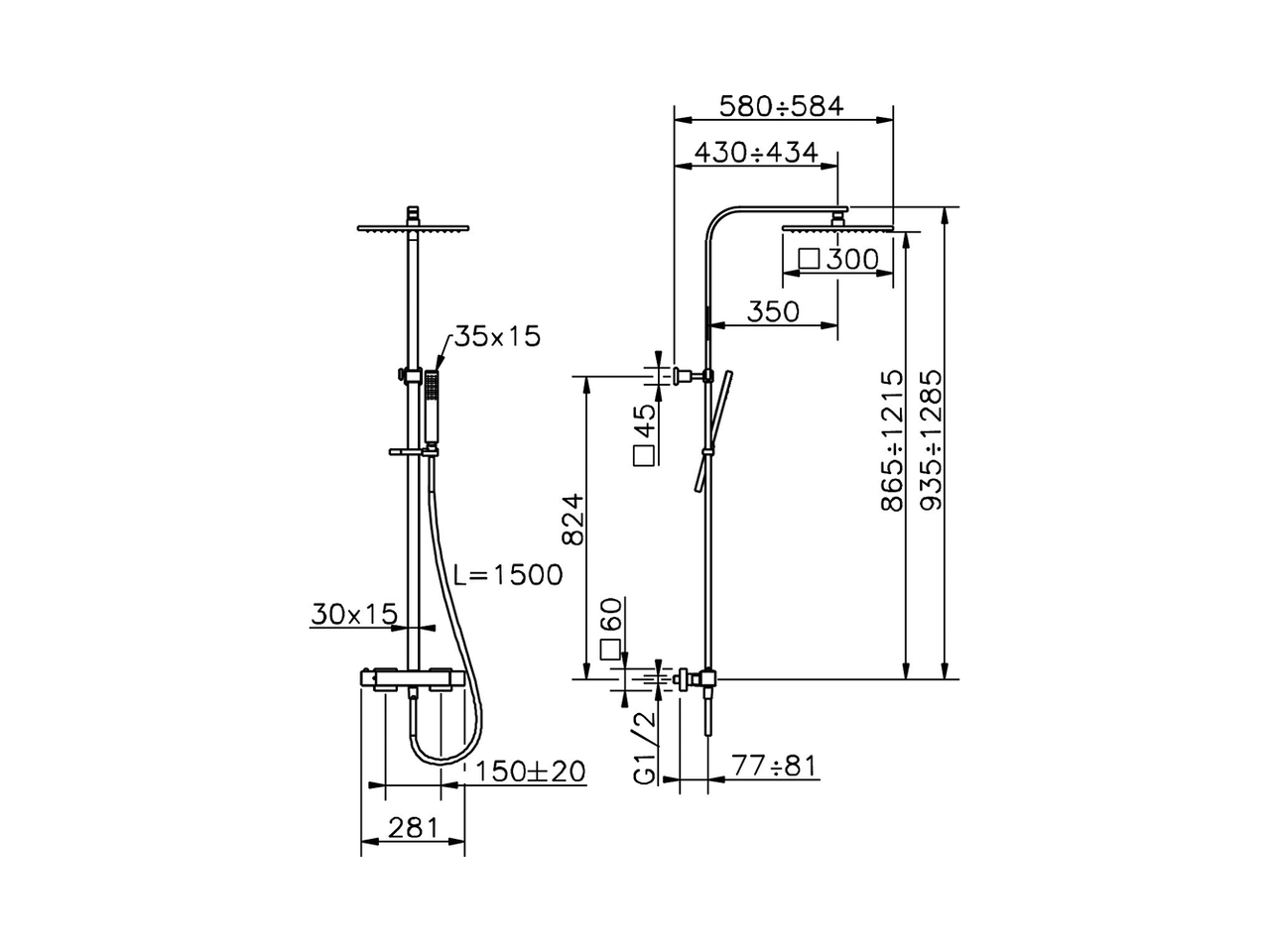 2-functions Thermostatic shower set WAVE_WEC86010 - v1