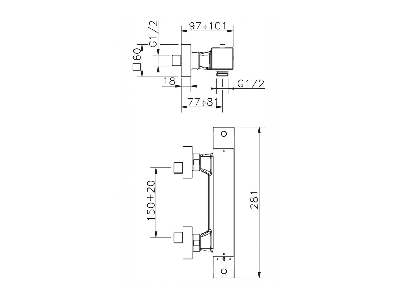 Thermostatic shower mixer WAVE_WET01010 - v1