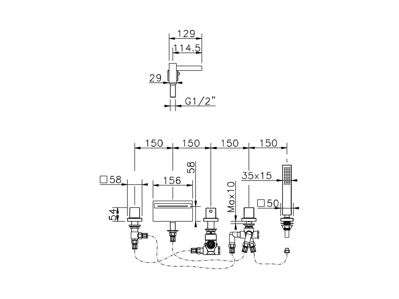 Thermostatic deck-mounted 5-hole mixer WAVE_WET77010 - v1