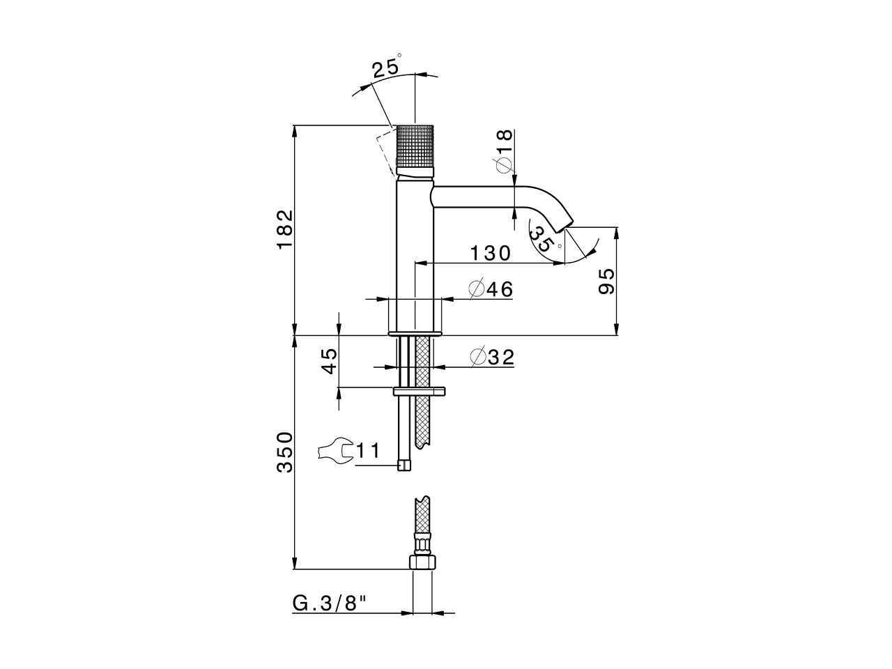 Single lever 'large' washbasin mixer NUANCE X32_X1000504 - v1
