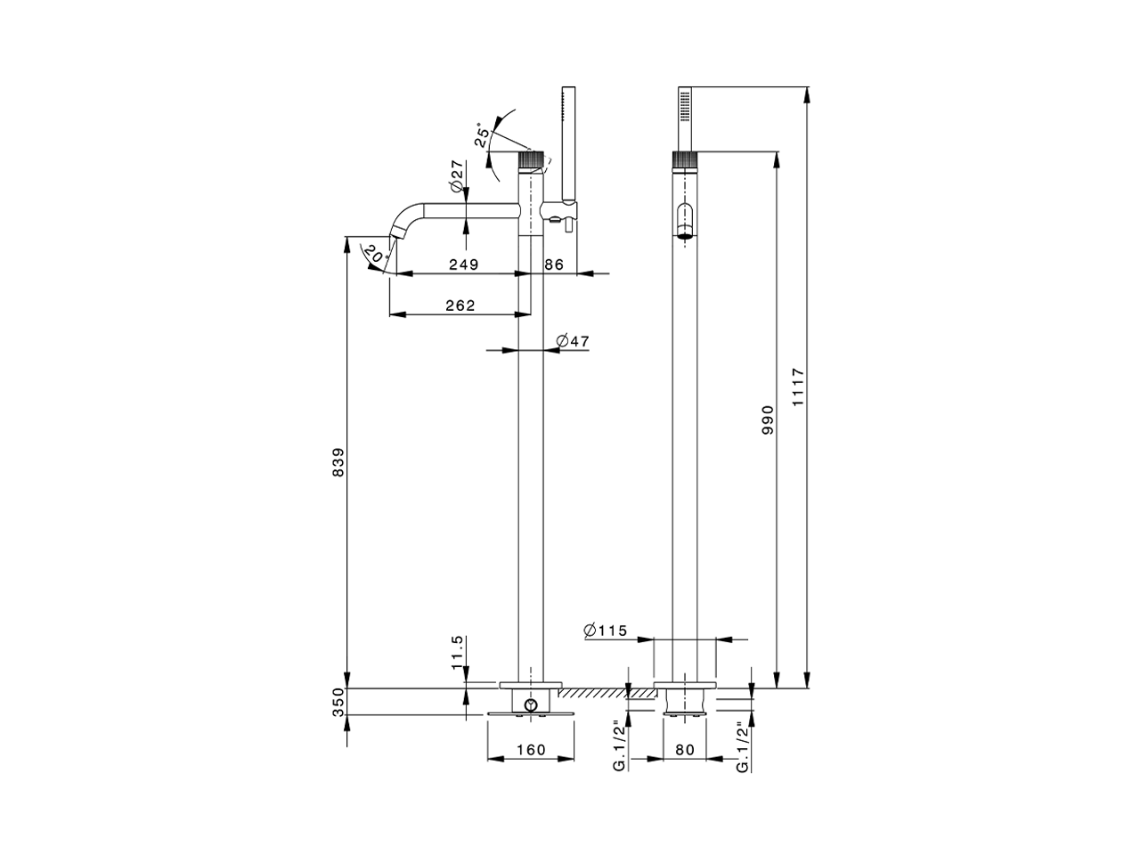 Free standing single lever bath mixer NUANCE X32_X1004204 - v1