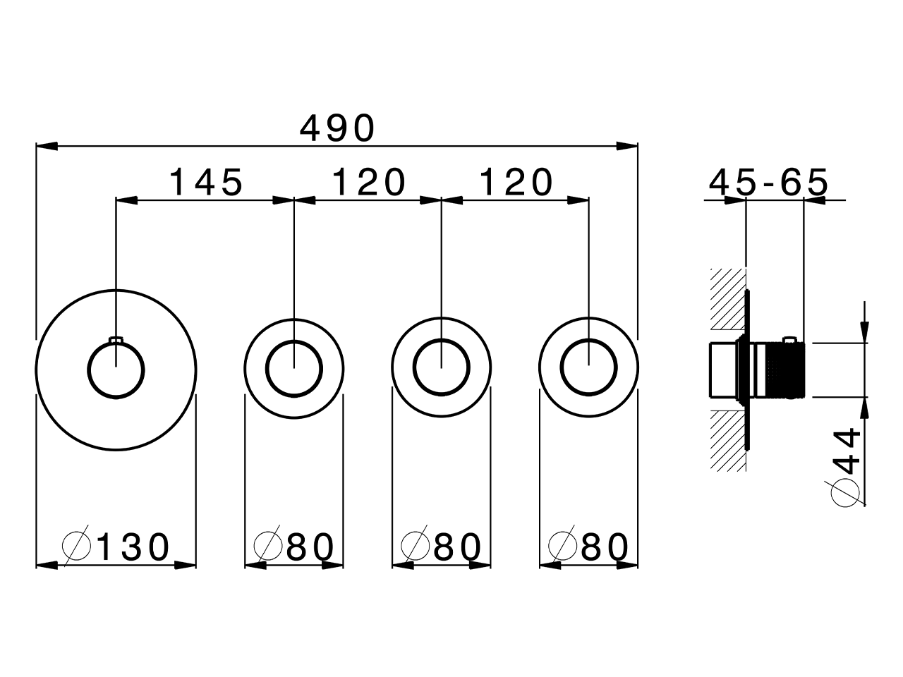 Cover Part for 3 Function Concealed Thermo. Valve WELLNESS_X100R300 - v1
