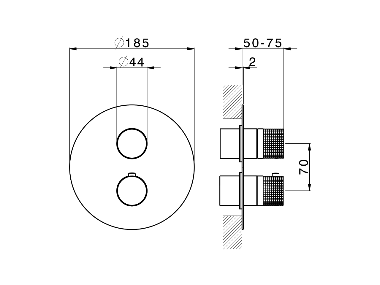 Exposed part for con.thermo.shower valve, 2-outlet NUANCE X32_X1018100 - v1