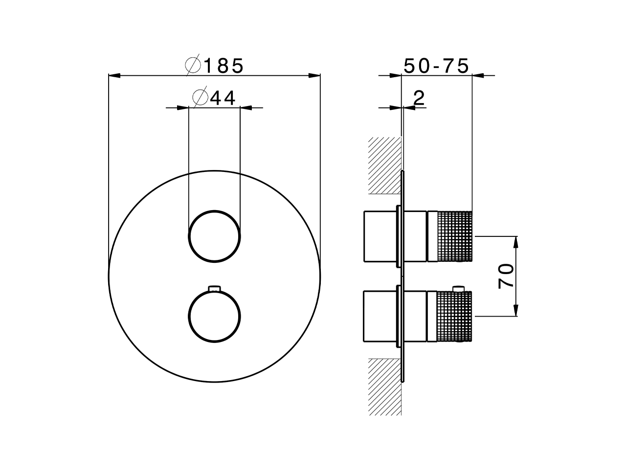 Exposed part for con.thermo.shower valve, 3-outlet NUANCE X32_X1018200 - v1