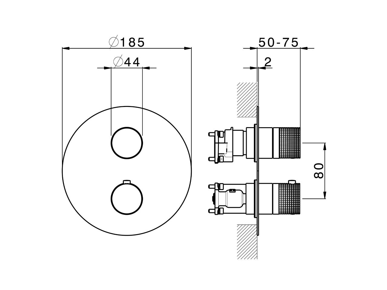 Exposed part for Thermostatic One Box Valve NUANCE X32_X10BT030 - v1