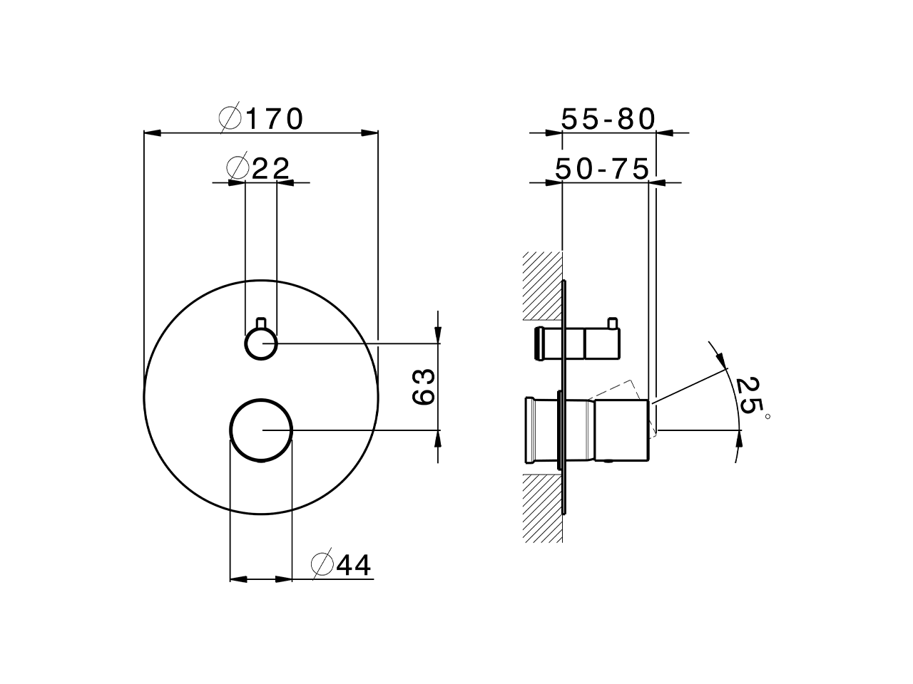 Exposed part for concealed S.L.bath-shower valve SMOOTH X32_X3002300 - v1