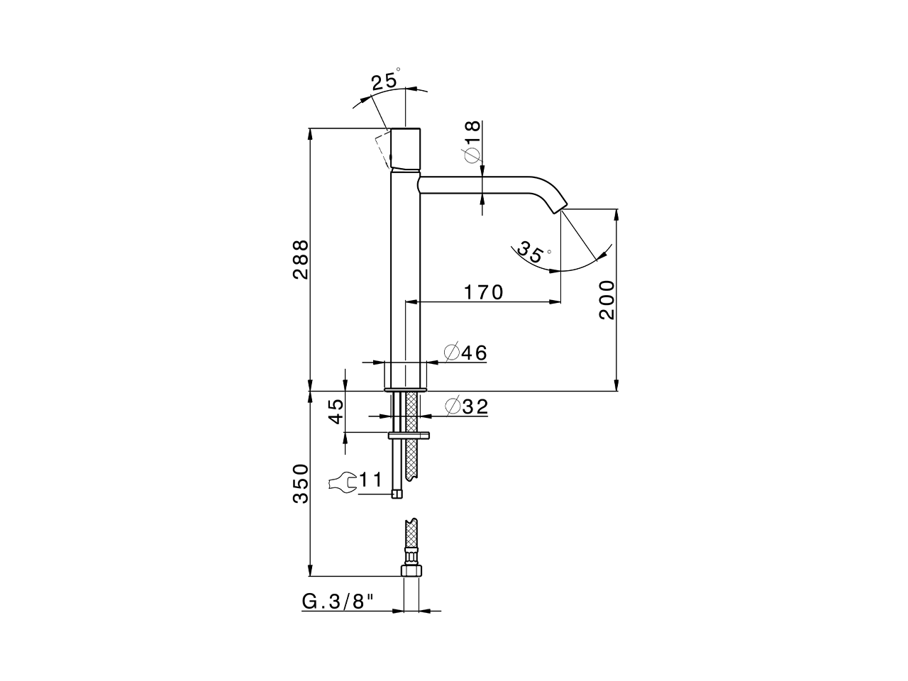 Single lever tall washbasin mixer SMOOTH X32_X3003544 - v1