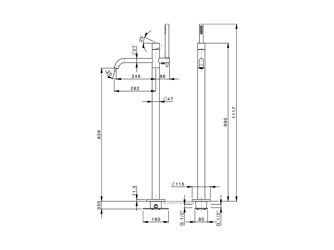 Free standing single lever bath mixer SMOOTH X32_X3004204 - v1