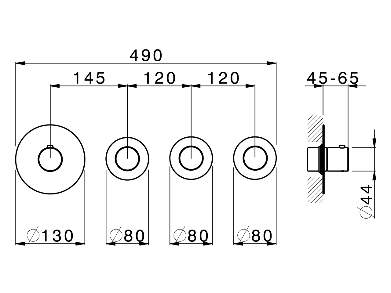Cover Part for 3 Function Concealed Thermo. Valve WELLNESS_X300R300 - v1