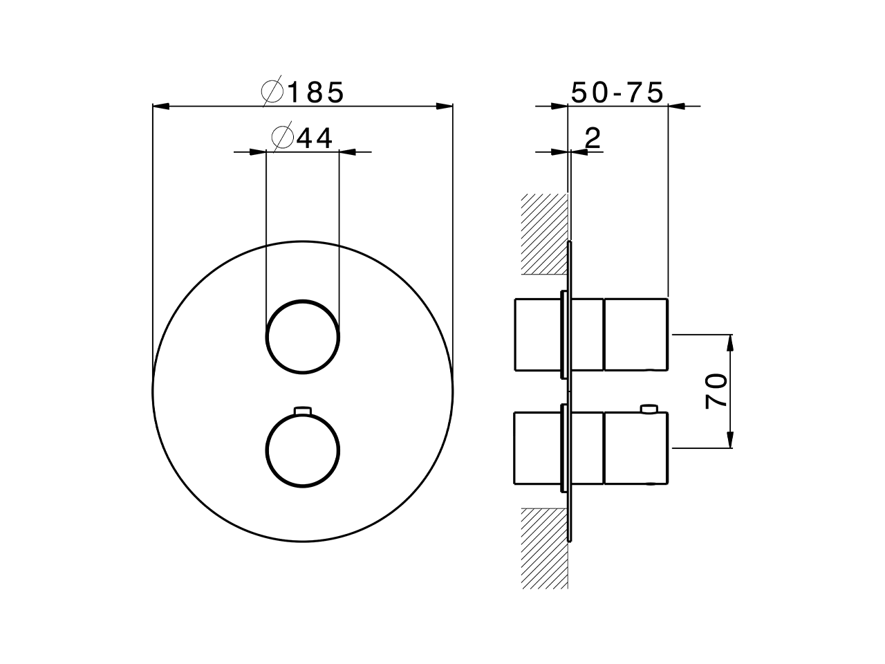 Exposed part for con.thermo.shower valve, 3-outlet SMOOTH X32_X3018200 - v1