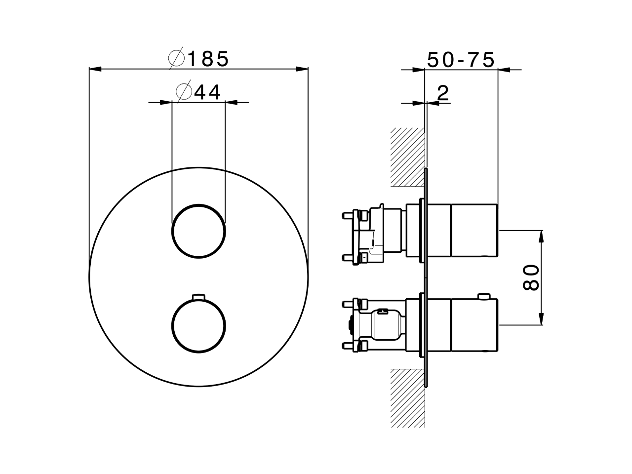 Exposed part for Thermostatic One Box Valve SMOOTH X32_X30BT030 - v1
