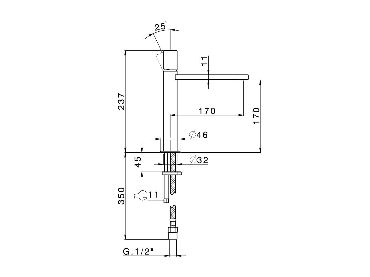 Single lever 'medium' washbasin mixer SMOOTH X32_X4001504 - v1