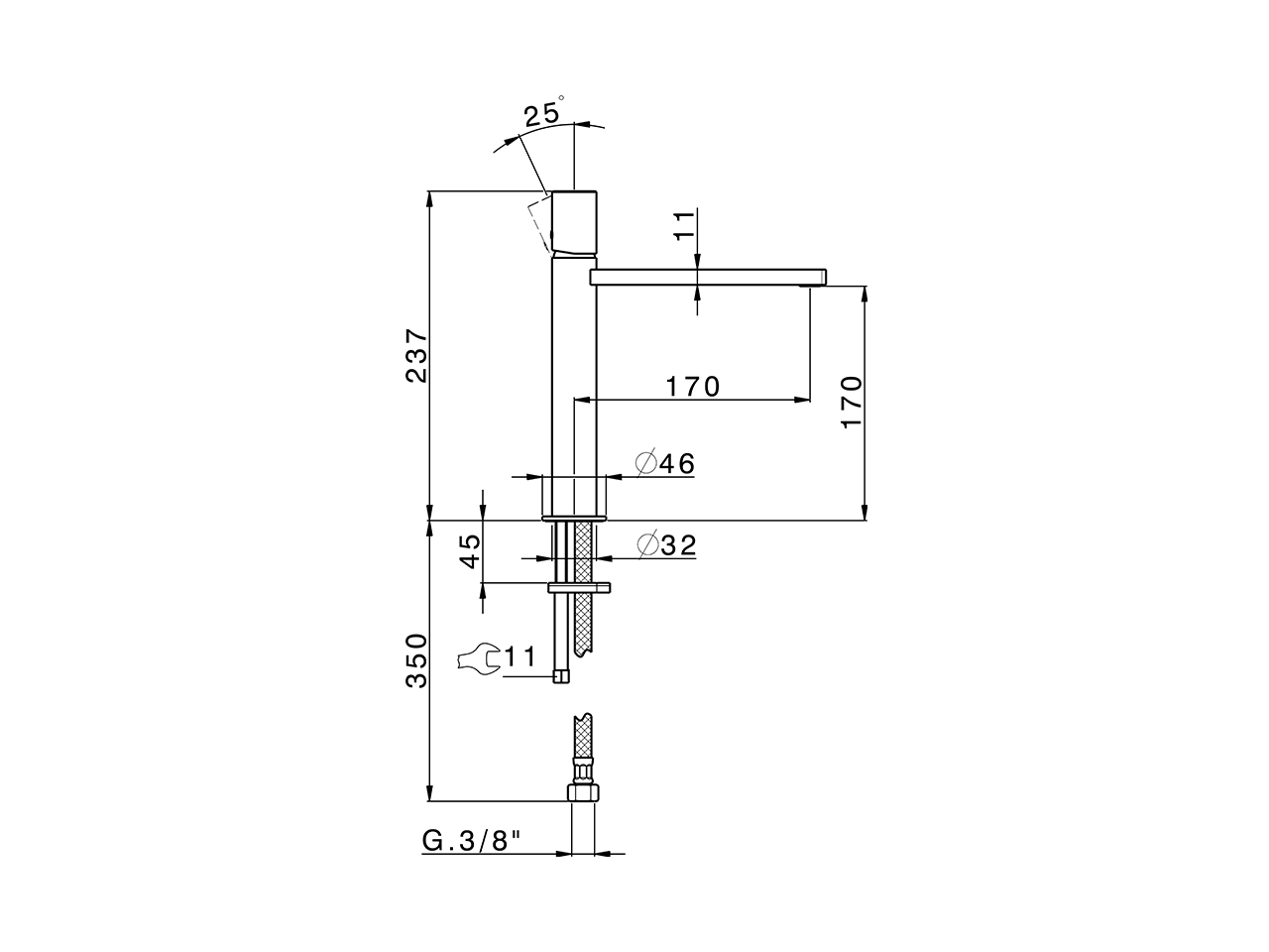 Single lever 'medium' washbasin mixer SMOOTH X32_X4001504 - v1