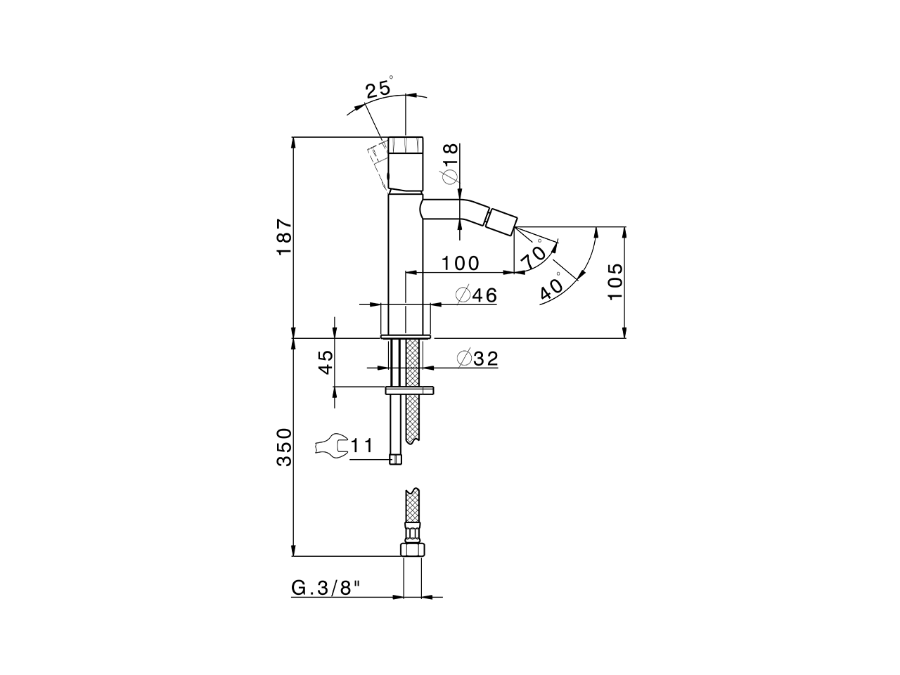 Single lever bidet mixer MARBLE X32_X5000564 - v1