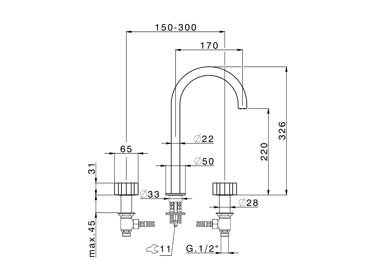 3 hole washbasin mixer MARBLE X32_X5001040 - v1