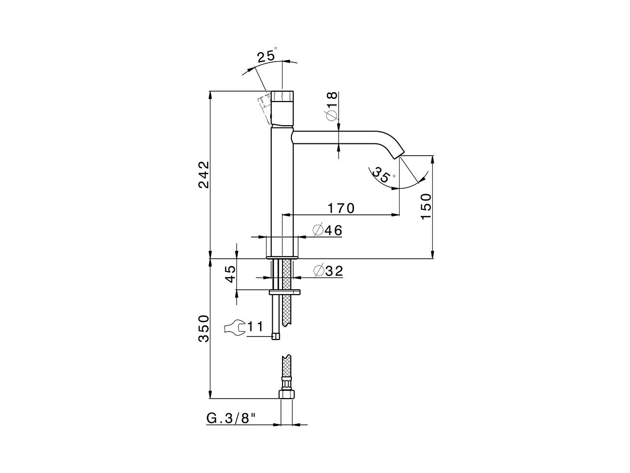 Single lever 'medium' washbasin mixer MARBLE X32_X5001504 - v1
