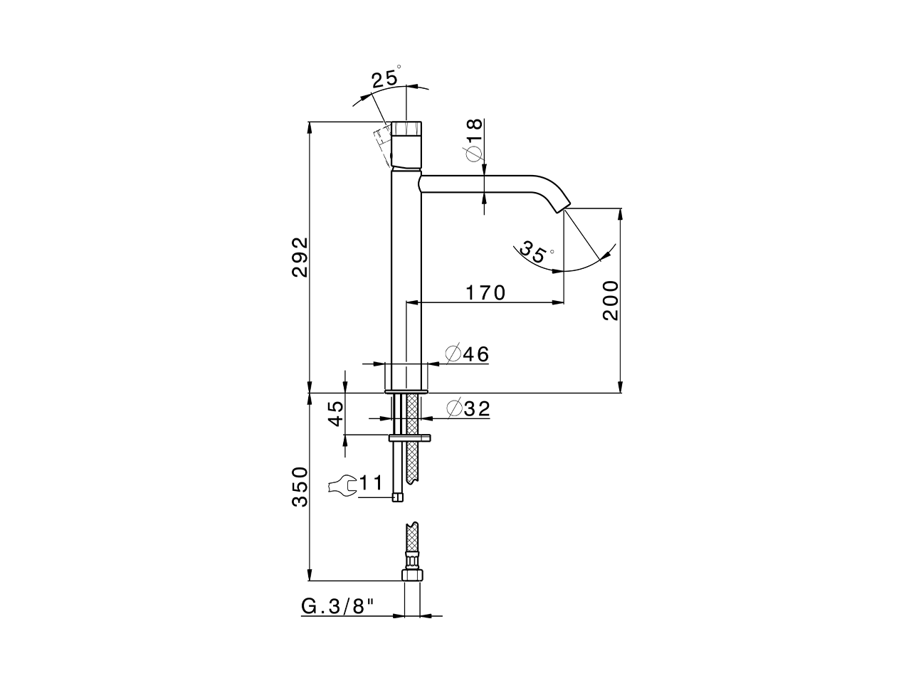 Single lever tall washbasin mixer MARBLE X32_X5003544 - v1