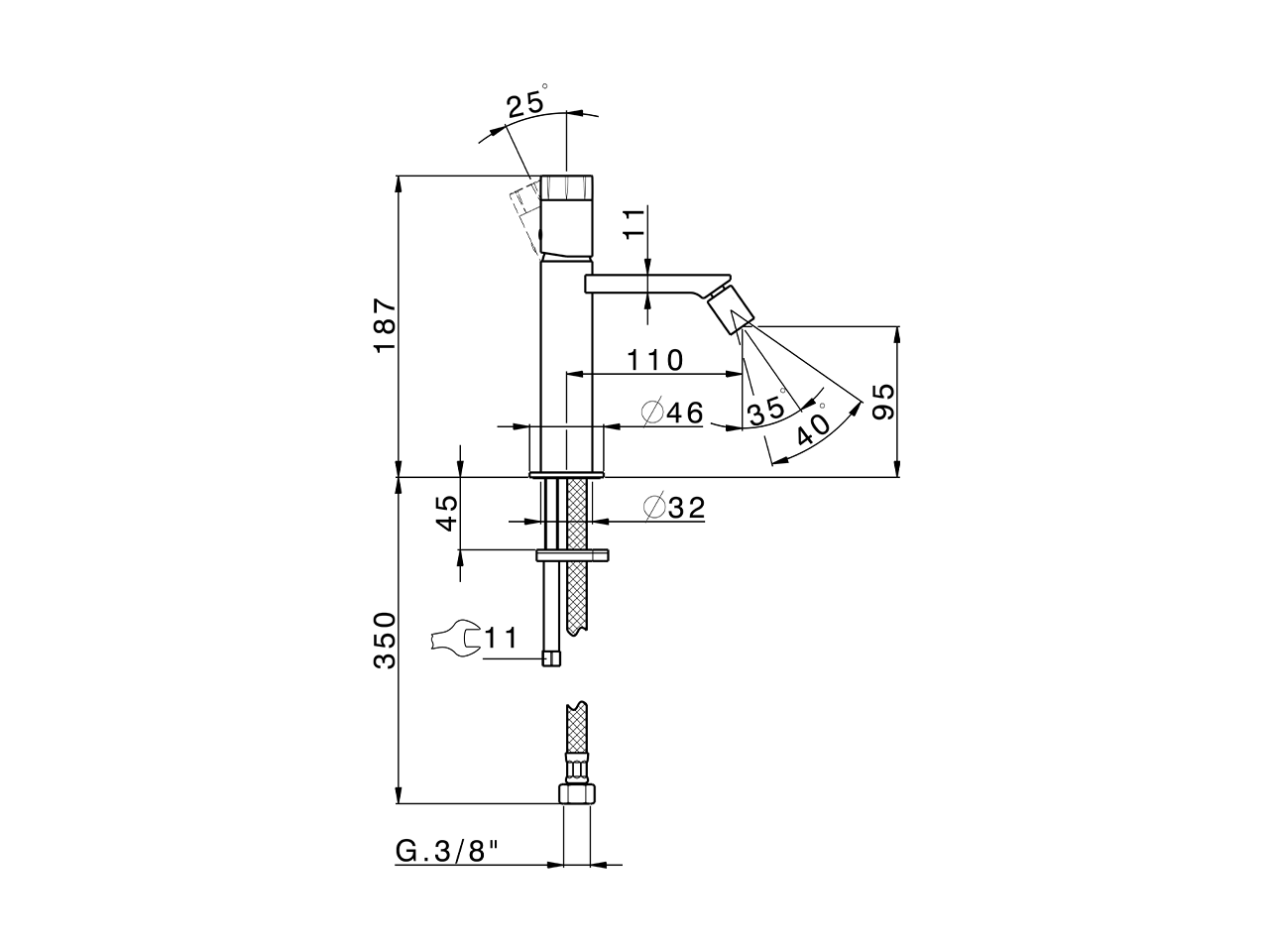 Single lever bidet mixer MARBLE X32_X6000564 - v1