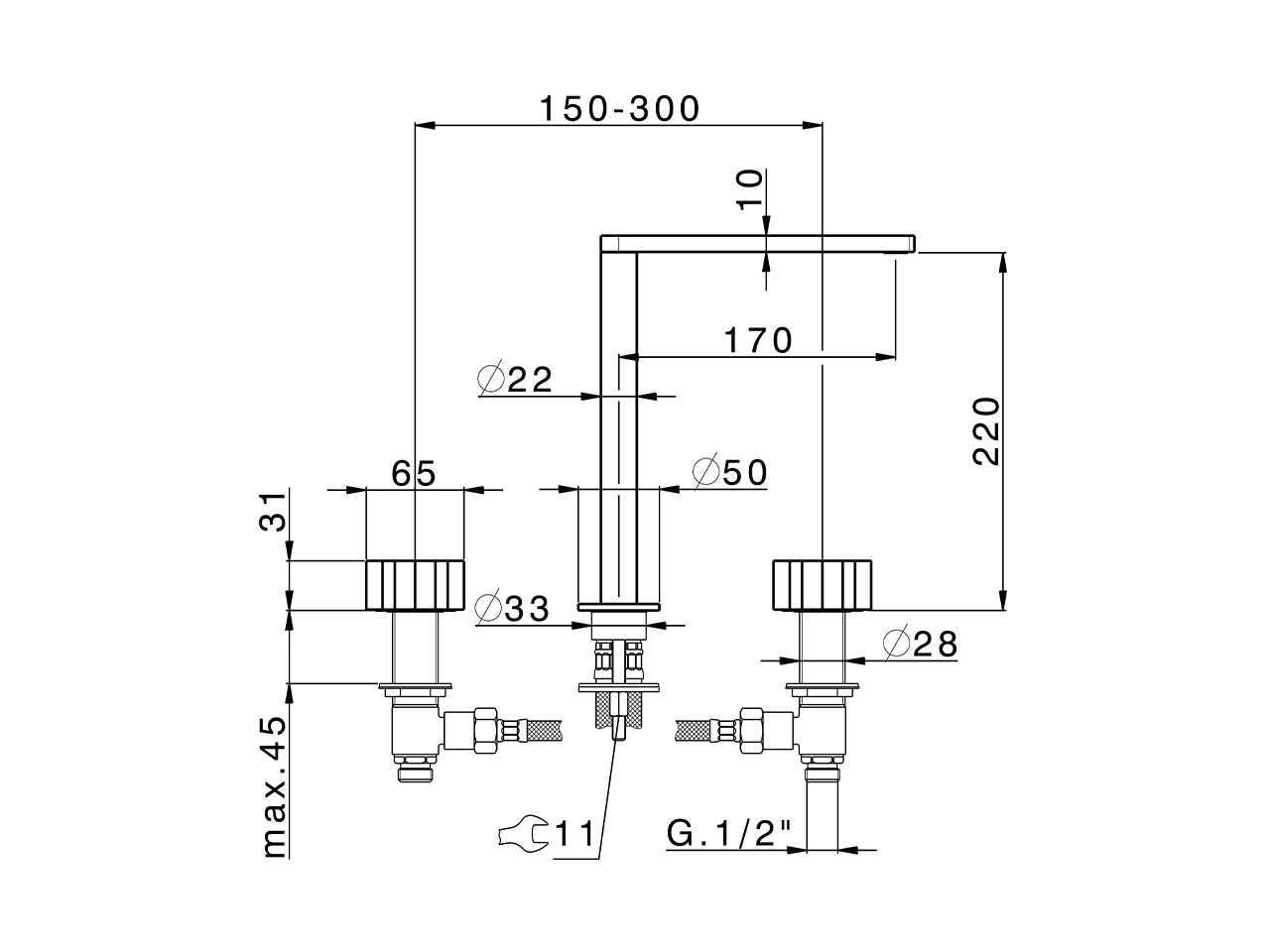 3 hole washbasin mixer MARBLE X32_X6001040 - v1