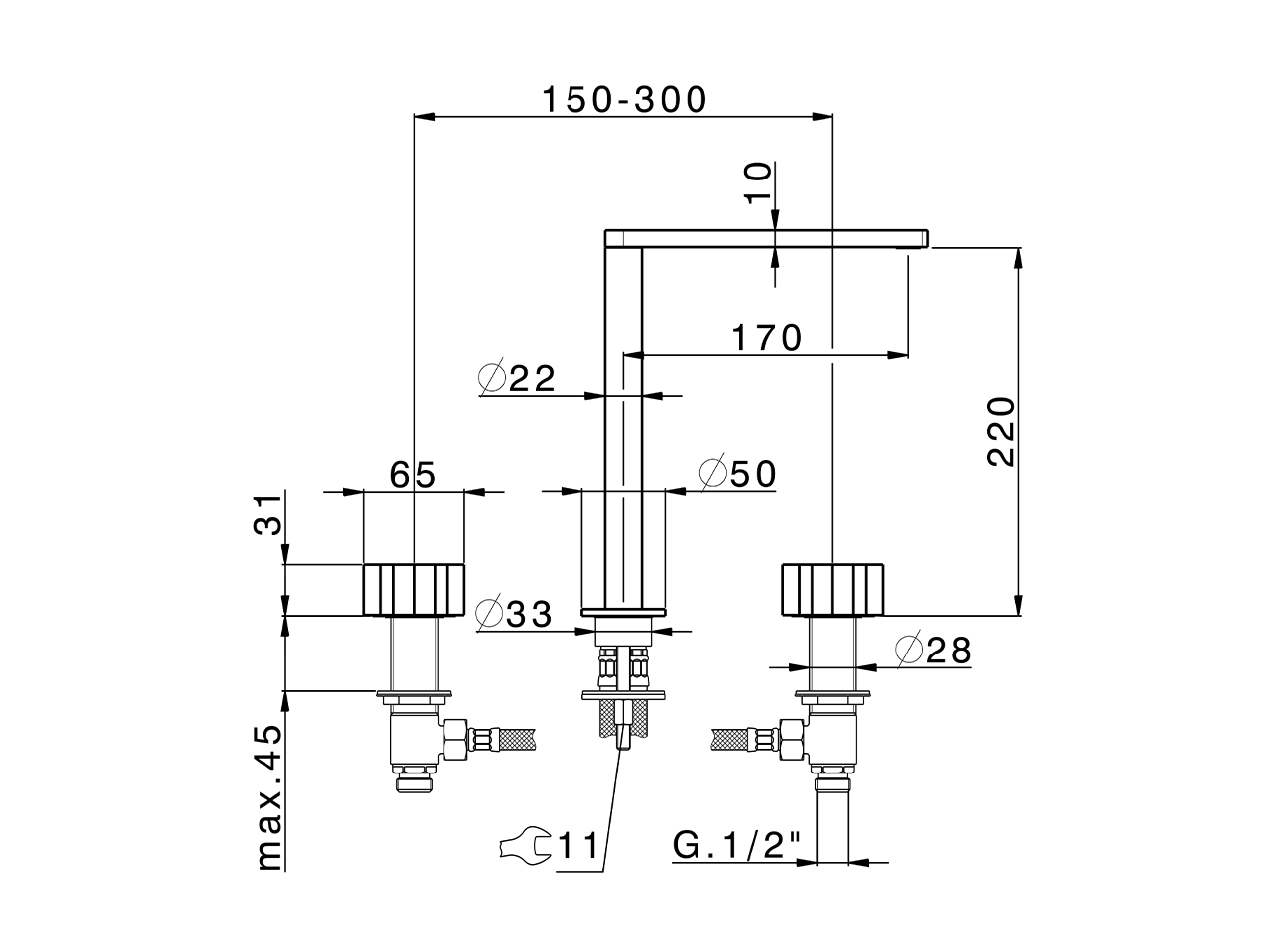 3 hole washbasin mixer MARBLE X32_X6001040 - v1
