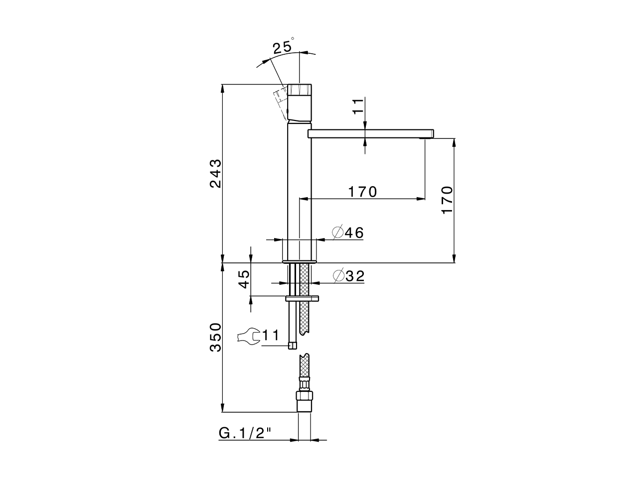 Single lever 'medium' washbasin mixer MARBLE X32_X6001504 - v1